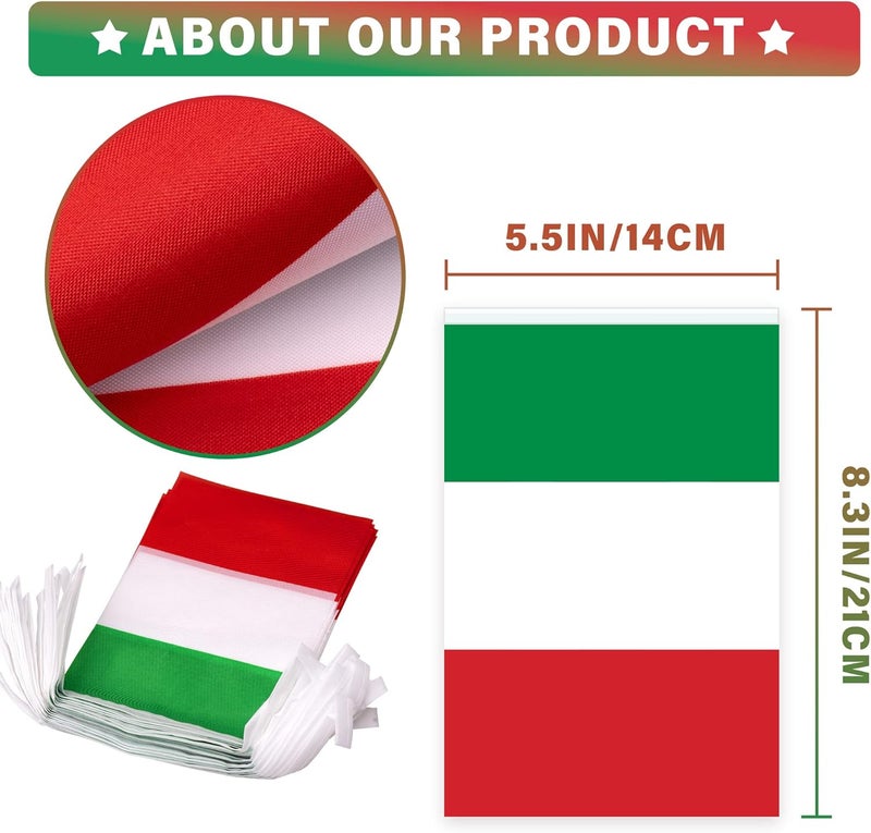 MVPRING Italy String Flag Pennant Banner, Small Mini Italian Flags Bunting Banner, National Country Decoration for School, Party, Sports Events, Patriotic Festival, 33 Feet 30 Flags - Image 3